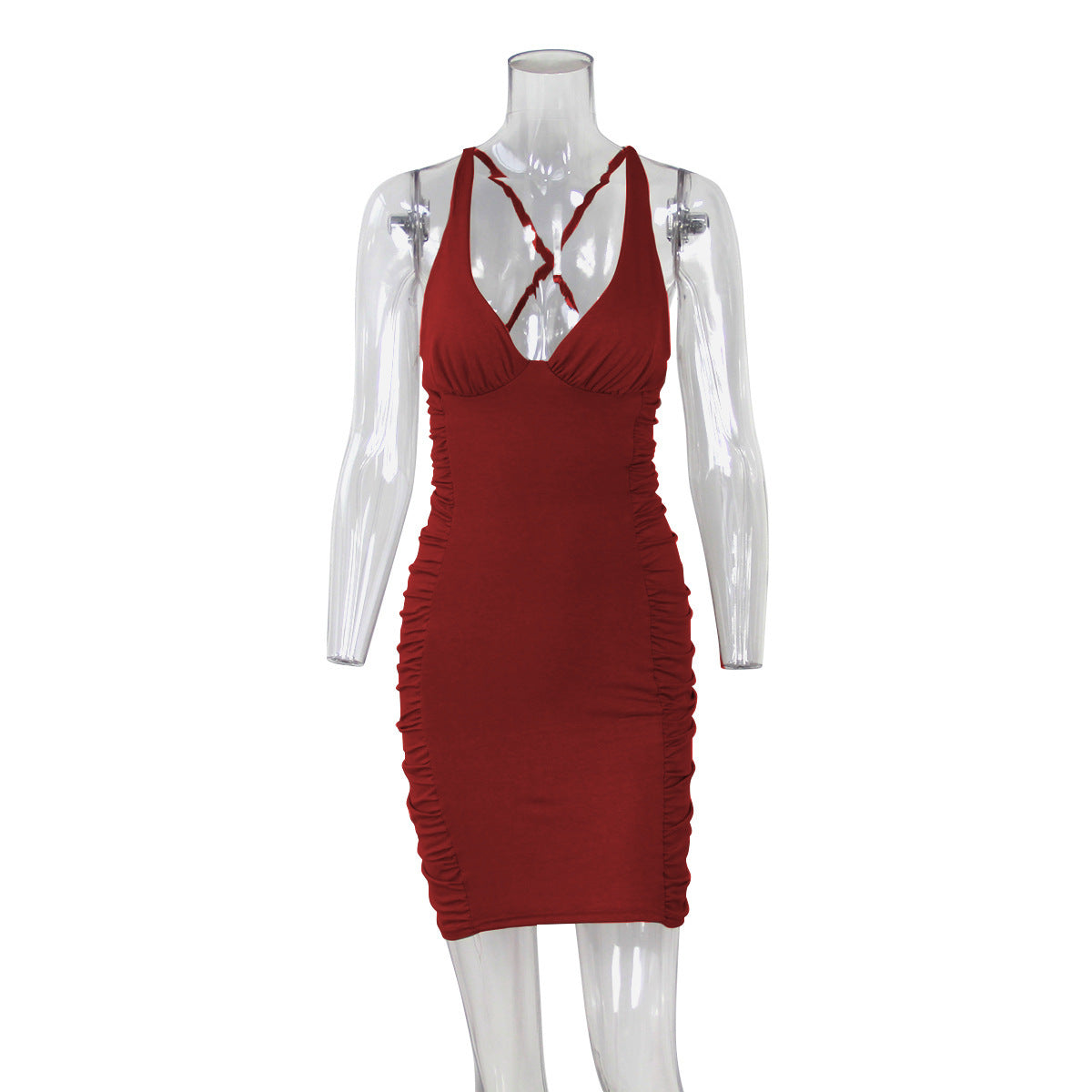 Sexy Deep V-neck Backless Suspender Dress INS Fashion Slim